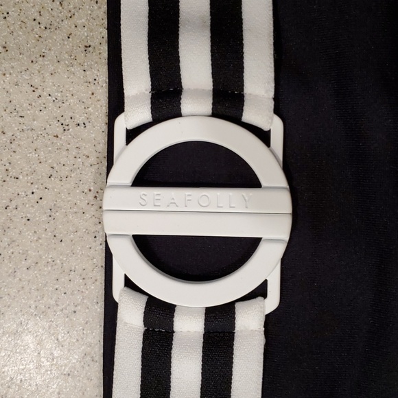 Seafolly, Separate Belted Hipster Bikini Bottom, Black/White, Size US 12 - Picture 4 of 8